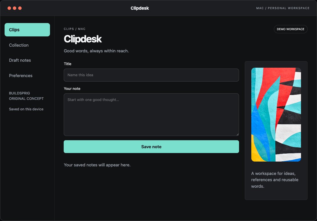 Clipdesk interactive Mac app workspace