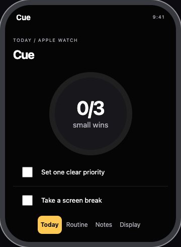 Cue interactive Apple Watch app workspace
