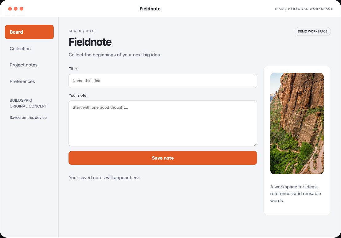 Fieldnote interactive iPad app workspace