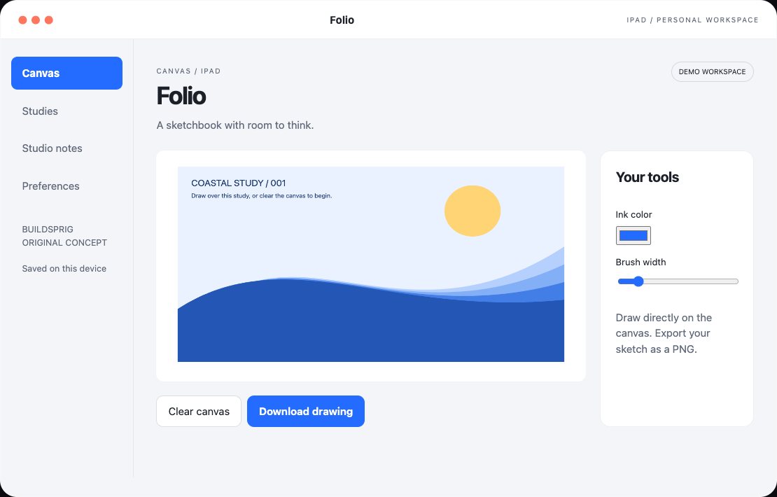 Folio interactive iPad app workspace