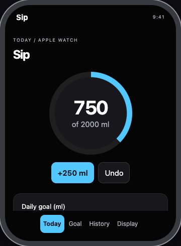 Sip interactive Apple Watch app workspace