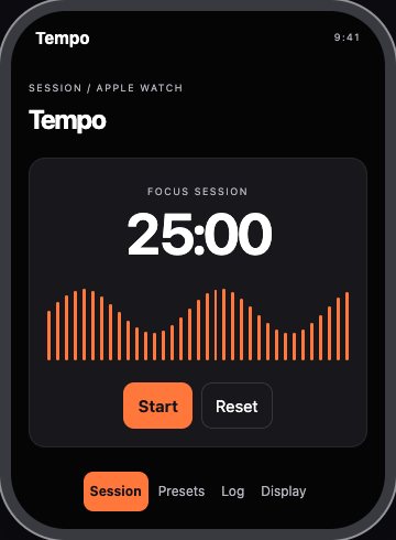 Tempo interactive Apple Watch app workspace