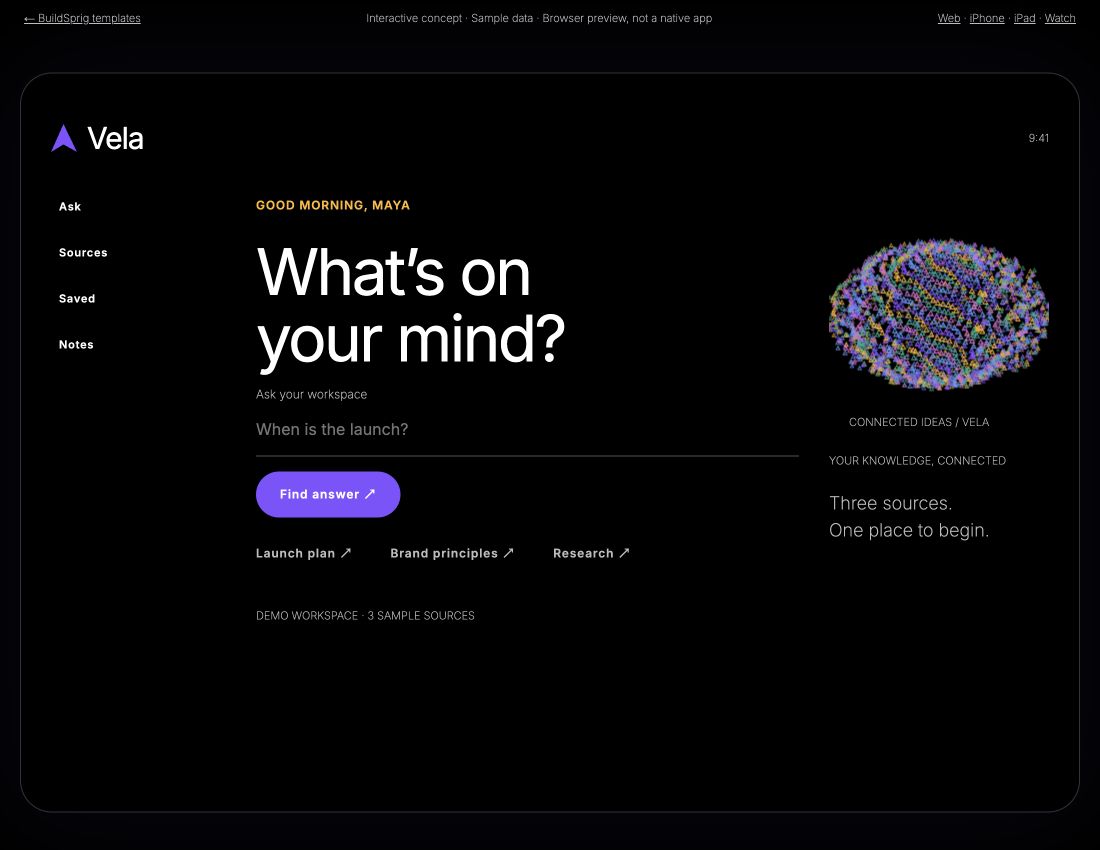 Vela iPad interactive preview