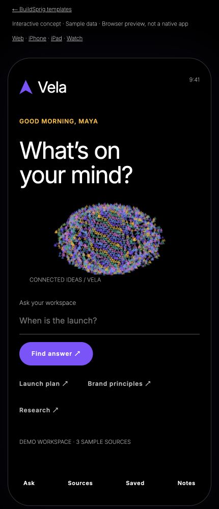 Vela iPhone interactive preview